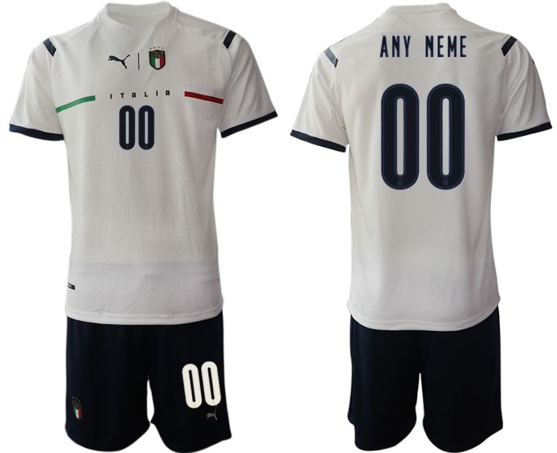 Men 2020-2021 European Cup Italy away white customized Soccer Jersey->->Custom Jersey